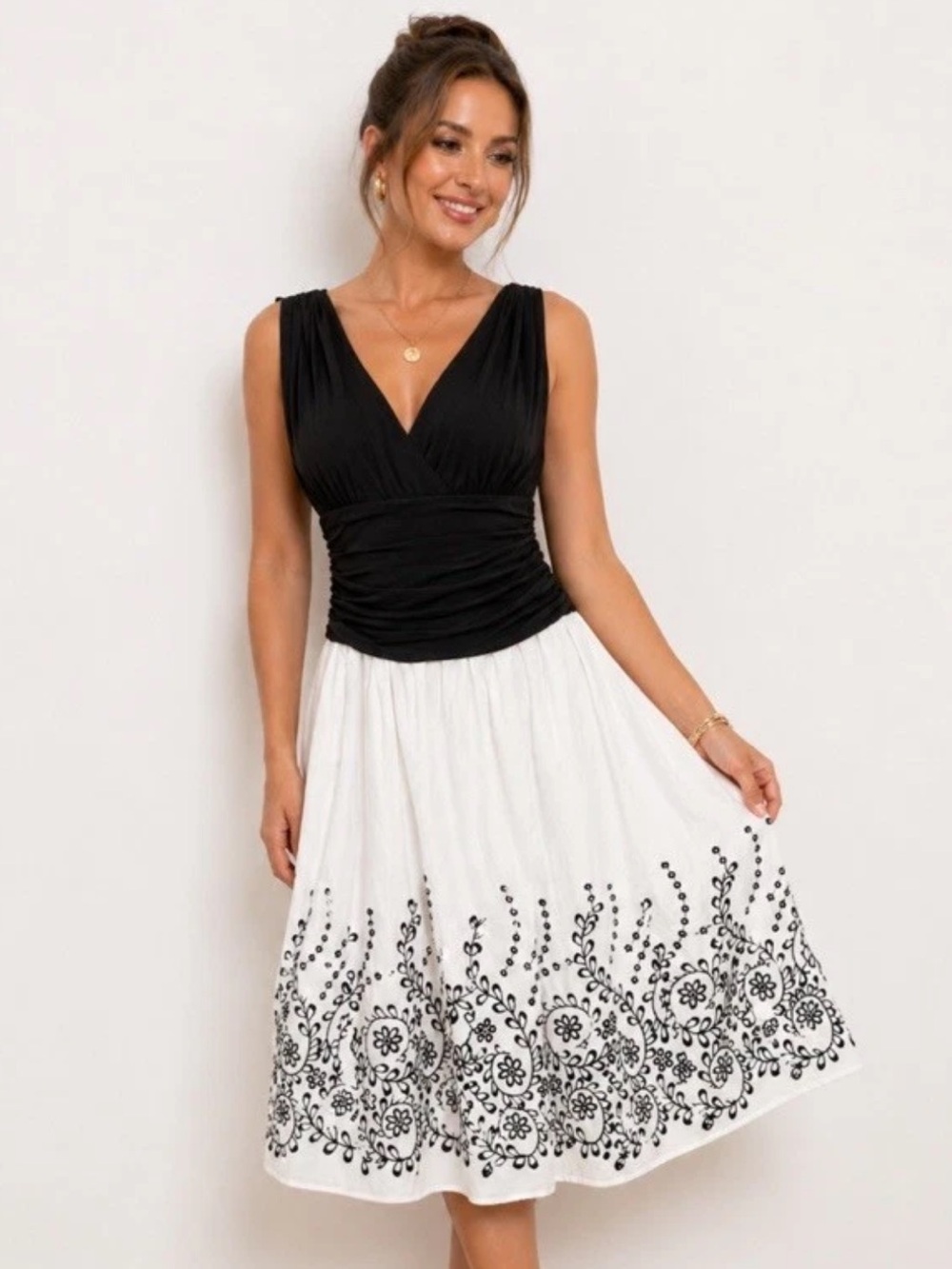 Jessica Howard Black & White Midi Dress – Size 16 (NWT)